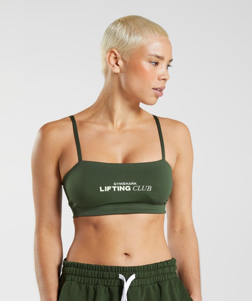 Women\'s Gymshark Social Club Bandeau Sports Bra Olive | CA N86D70